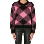 Sandro Paris Sparks Diamond Argyle Fuzzy Mohair Sweater Pink and Black Photo 3
