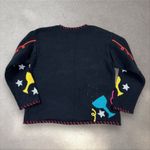 Vtg Y2K New Year's Eve Day‎ Christmas Holiday Celebration Sweater Cardigan Sz L Black Size L Photo 2