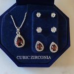 NWT Elegant Silver and Red Cubic Zirconia Necklace & Earrings Set Photo 2