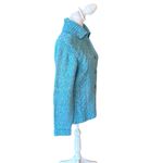 LL Bean Vintage Wool Blend Confetti Cable Knit Cardigan Sweater Womens Medium Blue Photo 3