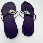 Gucci Plum Purple GG Silver Crystal Logo Monogram Designer Vintage Sandals US 8 Photo 2