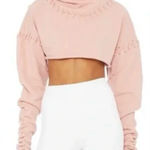 Alo Yoga NWT  Crop Top Splice Long Sleeve size S Nectar Pink Cowl Neck Lace Detai Photo 0