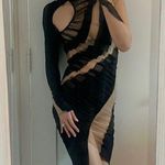 Mugler Swirl Patchwork Illusion Panel Asymmetric Long Sleeve Body Photo 0