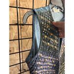 Vintage Carols Corner Lattice Denim Vest Sz Small Blue Grey Western Photo 2