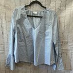 Abound  Women’s Cotton Bell Sleeve Blue Dress Shirt Lightweight Blouse Medium Photo 0