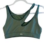 Alo Yoga S Olive Green Asymmetry Cut Out Strap Sports Bra Athletic Workout Top Photo 1