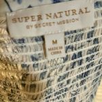 Super Natural by Secret Mission Smocked Greenport Dress Denim Blue Floral Print White Size M Photo 6