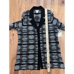 Misook Exclusively  1x Black White Stripe Circle Acrylic long cardigan Duster NWT Photo 2