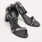 Balenciaga  Black Logo Strap Heels Photo 3