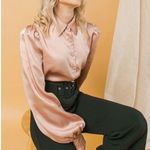 Flying Tomato NWT!! Thankful Love Long-Sleeve Satin Button Down Collared Shirt Photo 3