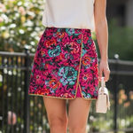 Nanette Lepore  Pink Floral Embroidered Beaded Mini Skirt size 2 Photo 0