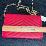 Francesca’s NWT Red Quilted Chevron Gold Chain Link Handbag Photo 9
