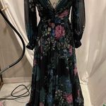 Badgley Mischka Stunning deep v floral pleated maxi dress princess mermaid Photo 9