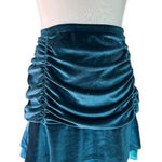 Wild Fable NWT Womens  Turquoise Ruched Crushed Velvet Mini Skirt - Sz M Photo 0