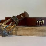 Leegin 1990 USA Brown Genuine Leather Animal Studded Western Belt Size Small Photo 0