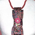 “Dainty Dapper”Floral Necktie necklace with burgundy Beaded Necklace Red Photo 3