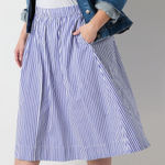 st. john's bay  Sz 1x Plus High Rise Stretch Fabric Midi A-Line Skirt Blue White Photo 0