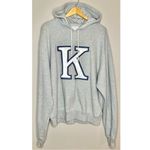 Good American Oversized Gray Hoodie K Initial Cotton Sweatshirt Monogram Photo 7
