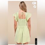 Lulus Sweeten Me Up Lime Green Flutter Sleeve Mini Dress With Pockets Size Small Photo 1