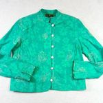Mirasol Women Jacket Blue Boho Embroidered Floral Mandarin Collar Sz S Carriage Photo 0