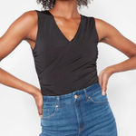 EXPRESS NWT Body Contour Silky Wrap Tank Top Shell V-Neck Black Sz L Photo 0