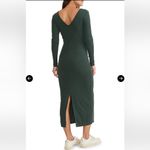 Marine layer Lexi Long Sleeve V-Neck Dress Ribbed Maxi Medium Green Gables Photo 3