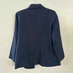 Jessica London  Blazer Linen Blend Womens Sz‎ 14 Blue Lightweight Padded Shoulder Photo 5