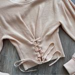 Bcbg Maxazria cream corset lace‎ up sweater Photo 2