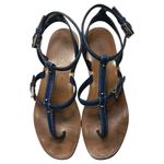 Prada  Women’s Size 37 7 Blue Leather Silver Studded Accents T-Strap Sandals Photo 2