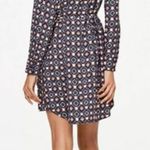 Loft Ann Taylor  Geometric Floral Shirt Dress Pink Gray Long Sleeve Women’s XS/S Photo 1