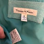 Vtg Yvonne Le Marie Teal Suede Genuine Leather Jacket Size 8 Zip up Lined Green Photo 7