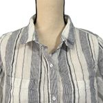 Athleta Women's 100% Linen Navy White Striped Beachy Peninsula Tunic Top Sz M Photo 1