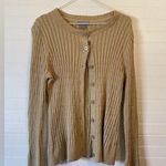 Laura Scott  Vintage Scalloped Trim Metallic Gold Button Up Cardigan Photo 0