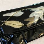 Vintage Evening Clutch Purse Black Gold Silver Faux Patent Leather Bag Photo 7