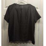 NWT J. CREW Size Medium Top Gray Black Lace Front Scallop Hem Keyhole Back Shirt Photo 2