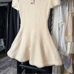 Sierra Darien Elegant Ivory Soft Knit Mini Dress with Crystal Embellished Collar White Size undefined Photo 9