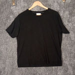 Sézane  Cotton Short Sleeve T Shirt Black Quiet Luxury Womens Large Photo 0