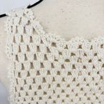 Lucky Brand Granny Square Crochet Vest XS Beige Blue Boho Knit Sweater Retro 70s Photo 4