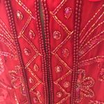 Roaman's Vintage Red Silk Beaded Sequin Rhinestone Blazer Coat 2X Photo 8