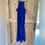NWOT Women's High Neck Split Bodycon Mermaid Evening Cocktail Long Dress Blue Size L Photo 3