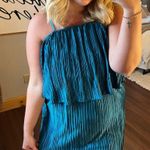 Janette Plus Teal Scrunch Texture Layered Midi Dress Size 2X Photo 1