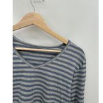 Toad & Co Women Shirt Long Sleeve Gray Blue Striped V Neck Cotton Size S/M Photo 3