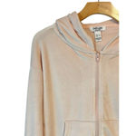 Refuge Hoodie Jacket Womens Size Small Pink Velvet Velour Full Zip Rinestone NEW Photo 1