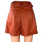 ZARA Brown Faux Leather Vegan Belted High Waisted Shorts Burnt Orange Size S Photo 2
