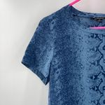 ACROBAT Tunic Top Extra Small 100% Silk Blue Snakeskin Snake High Side Slits S/S Size XS Photo 6