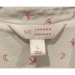 LC Lauren Conrad Button Down Tie Front Pink Moon Hearts Blouse Photo 1