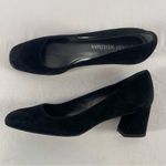 Stuart Weitzman  MaryMid Suede Block Heel Pump in‎ Black Size 8 Narrow Photo 2