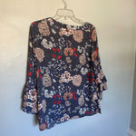 Loft  Dark Navy Floral Lightweight Shirt Blouse Small Photo 4