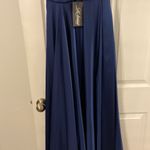 La Femme  Navy Blue Striped Long Prom Dress size 4 brand new with tag Photo 14