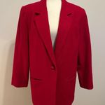 Vintage Sag Harbor Cherry Red 100% Wool Blazer Size 12 Photo 0
